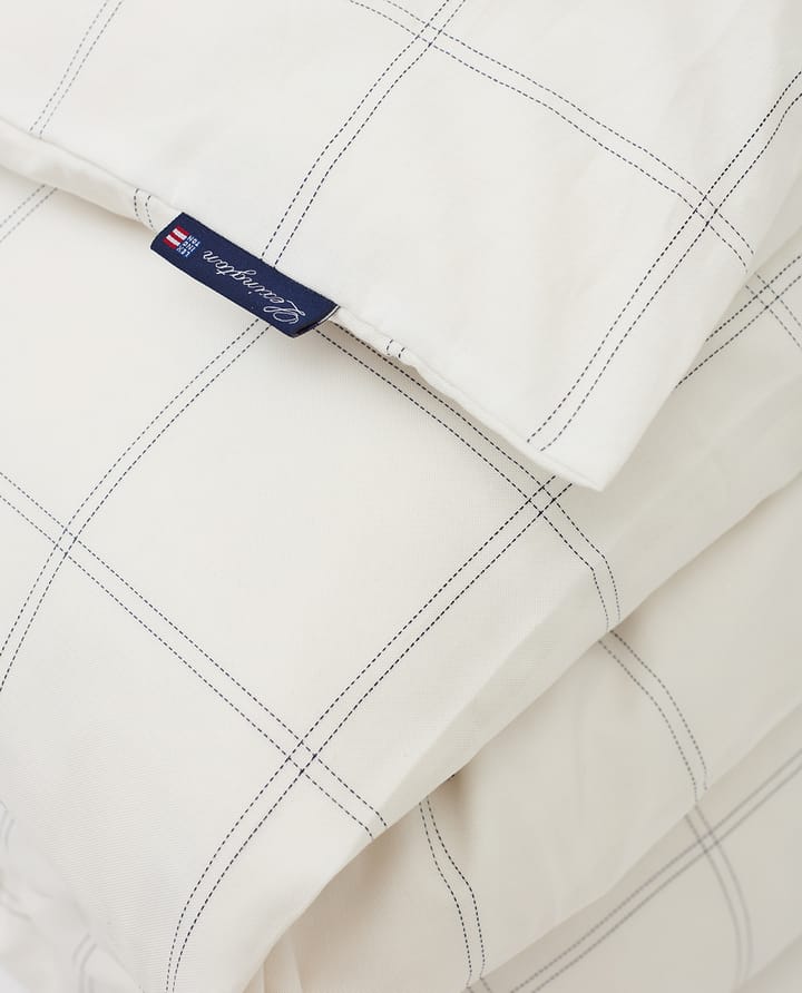 Checked dynetrekk bomull-lyocell 150 x 210 cm - Off white-dark blue - Lexington