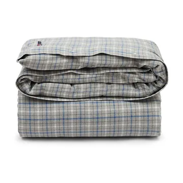 Checked dynetrekk i bomull og flanell 220x220 cm - Gray Melange/Blue/White - Lexington
