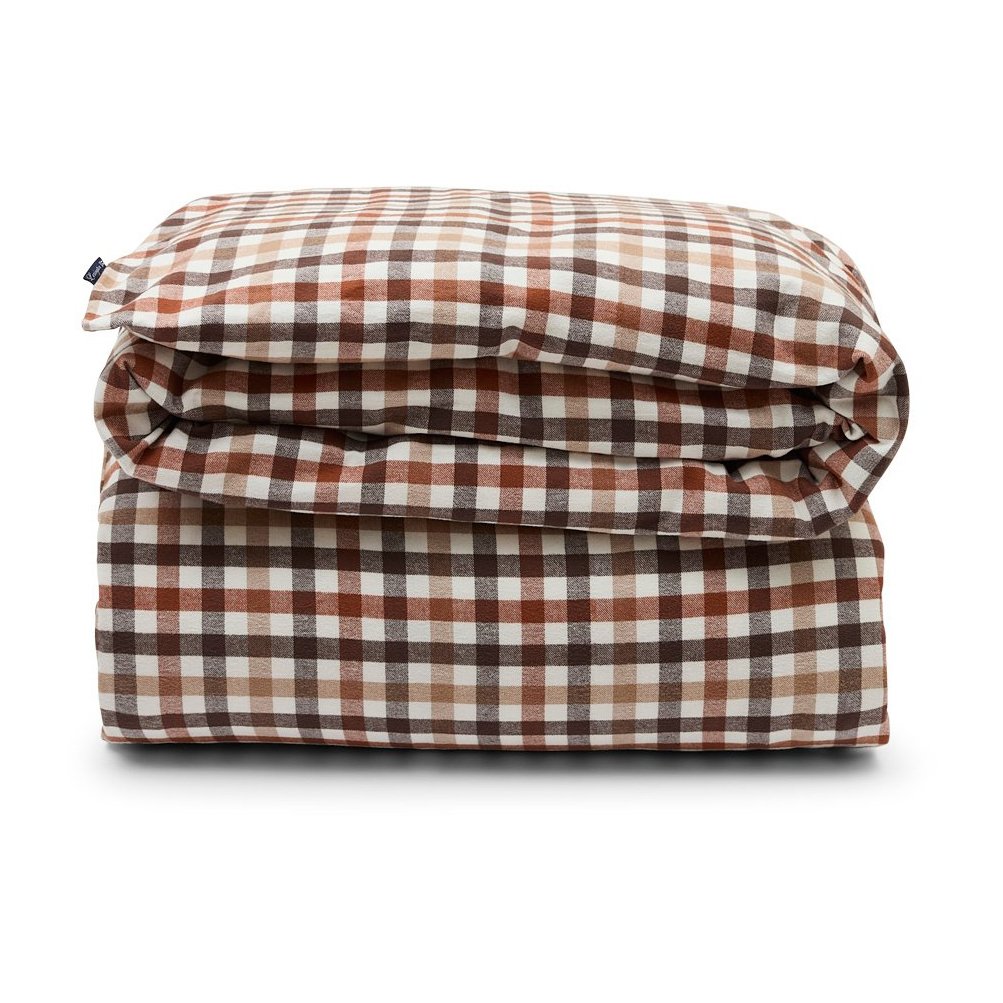 Bilde av Lexington Checked dynetrekk i bomull og flanell 220x220 cm Rustic Brown/Off White