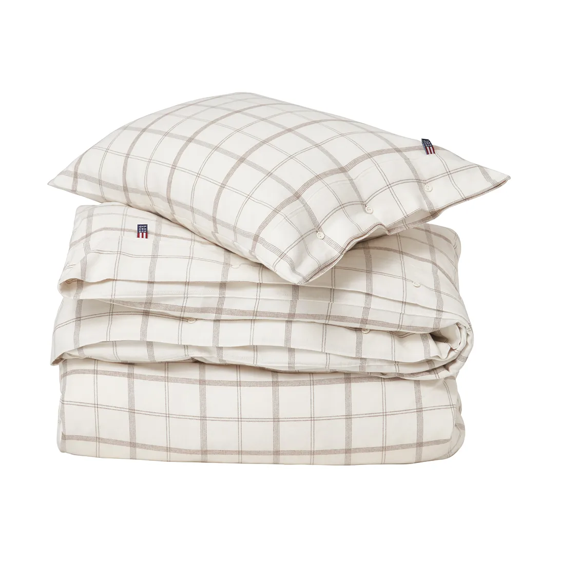 Checked Flannel sengesett 150x210 cm, White-brown Lexington