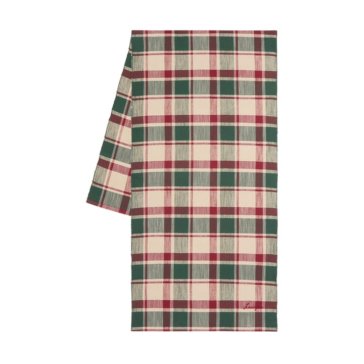 Checked økologisk bomull løper 50x150 cm, Green-red-beige Lexington