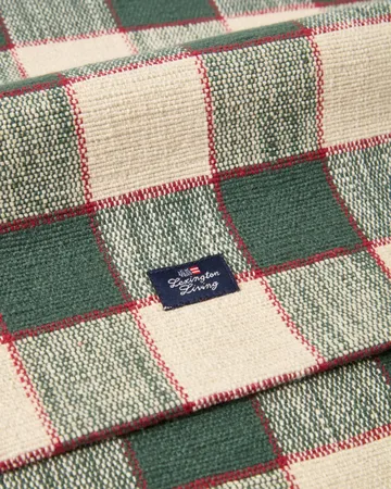 Checked økologisk bomull løper - Green-Light beige-red, 50x250 cm - Lexington