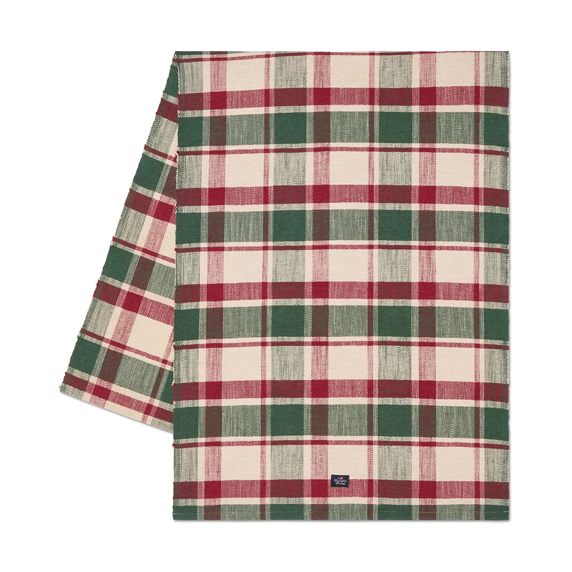 Checked økologisk bomull løper, Green-red-beige, 50x150 cm Lexington