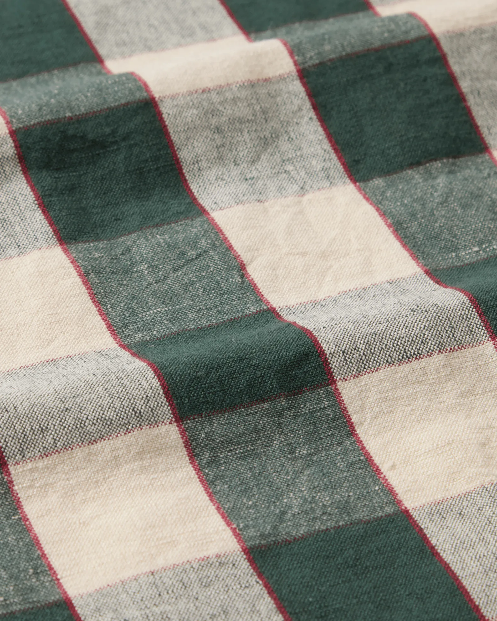 Checked lin/bomull kjøkkenhåndkle 50x70 cm, Green-light beige-red Lexington