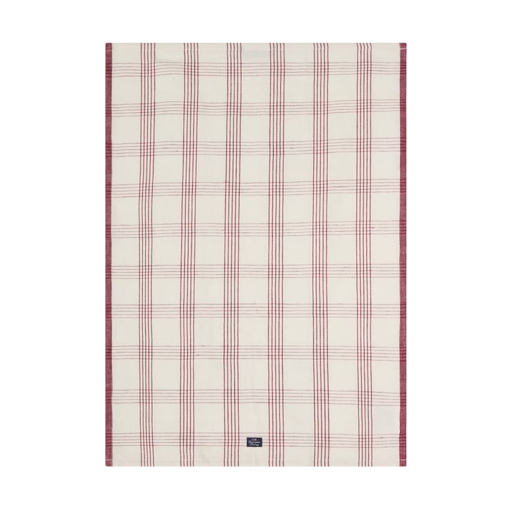 Checked lin/bomull kjøkkenhåndkle 50x70 cm - White-red - Lexington