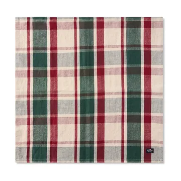 Checked lin/bomulls serviett 50x50 cm - Green-red-beige - Lexington