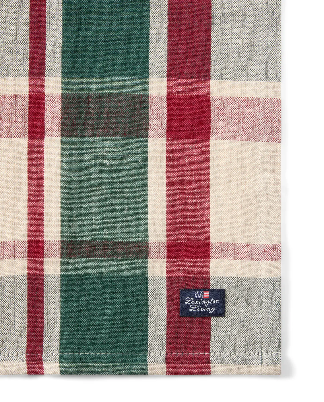 Checked lin/bomulls serviett 50x50 cm, Green-red-beige Lexington