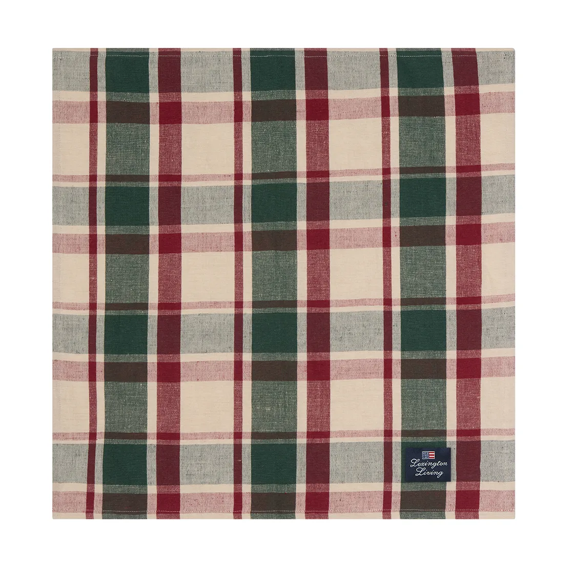 Checked lin/bomulls serviett 50x50 cm, Green-red-beige Lexington