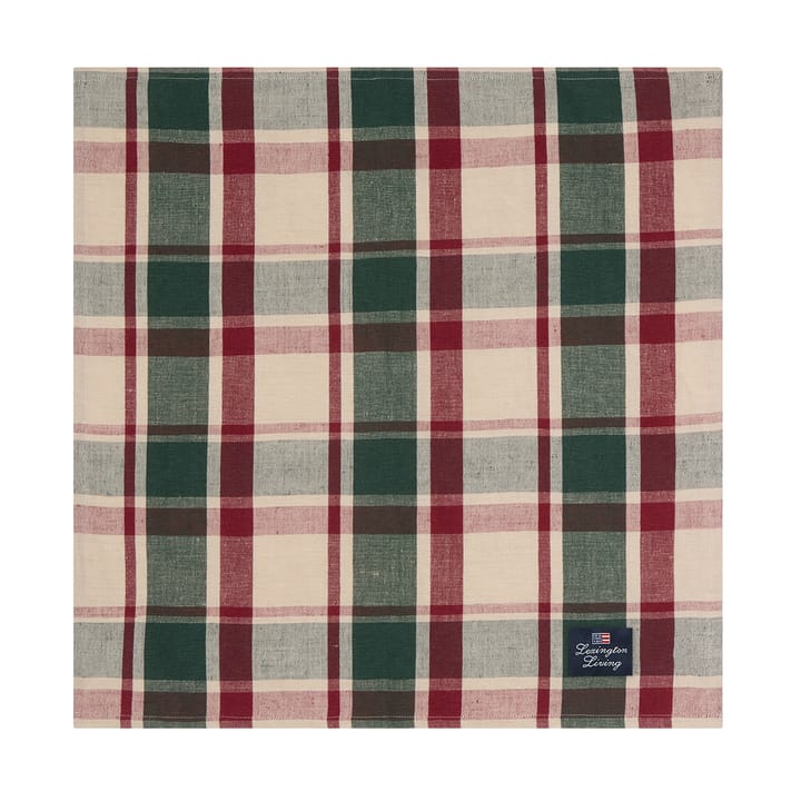 Checked lin/bomulls serviett 50x50 cm, Green-red-beige Lexington