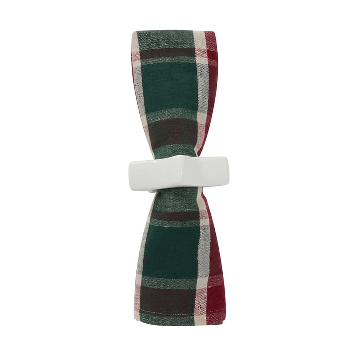 Checked lin/bomulls serviett 50x50 cm, Green-red-beige Lexington