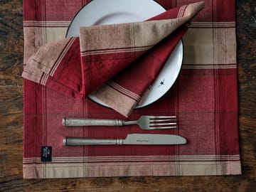 Checked Linen-Cotton bordbrikke 40x50 cm - Rød-beige - Lexington