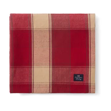 Checked Linen-Cotton duk 150x250 cm - Rød-beige - Lexington