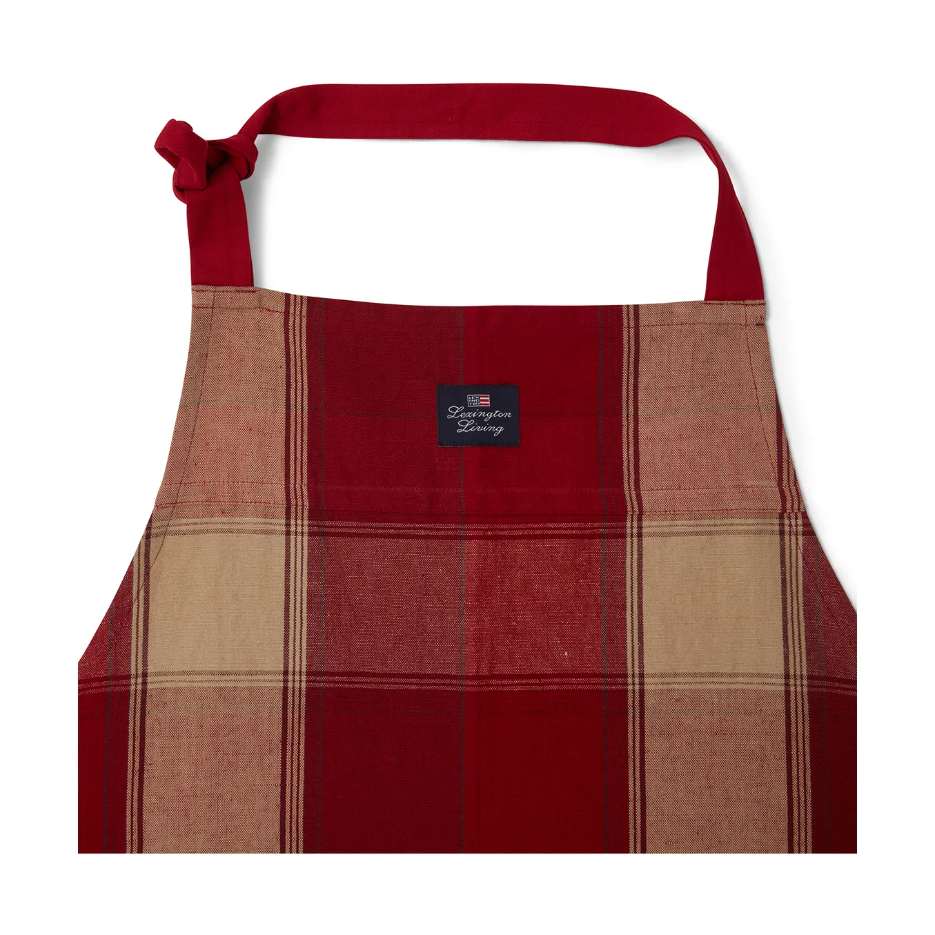 Checked Linen-Cotton forkle 80x105 cm, Rød-beige Lexington