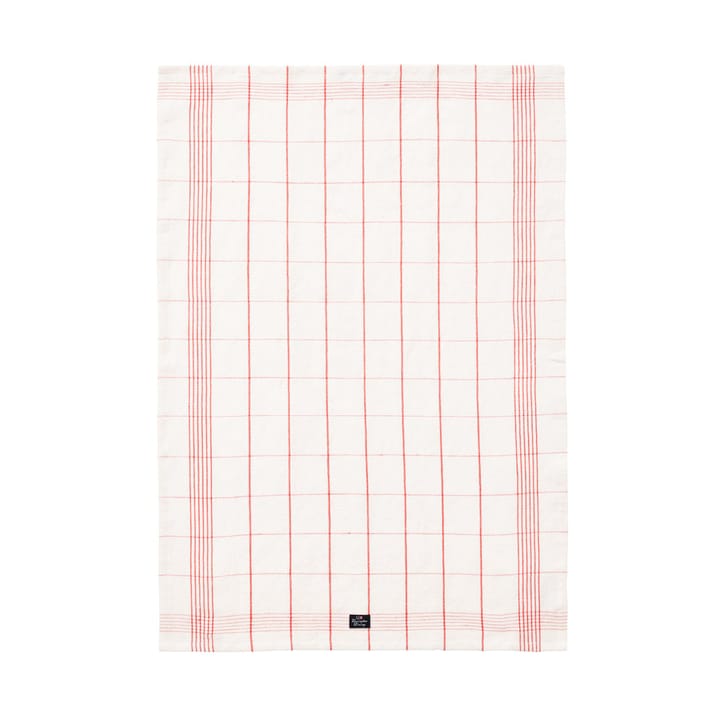 Checked Linen/Cotton kjøkkenhåndkle 50x70 cm - White-red - Lexington