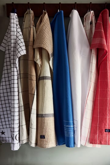 Checked Linen/Cotton kjøkkenhåndkle 50x70 cm - White-red - Lexington