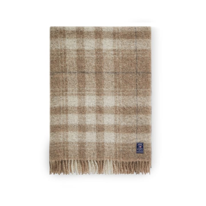 Checked Mohair Mix pledd 130 x 170 cm, Beige-white-gray Lexington