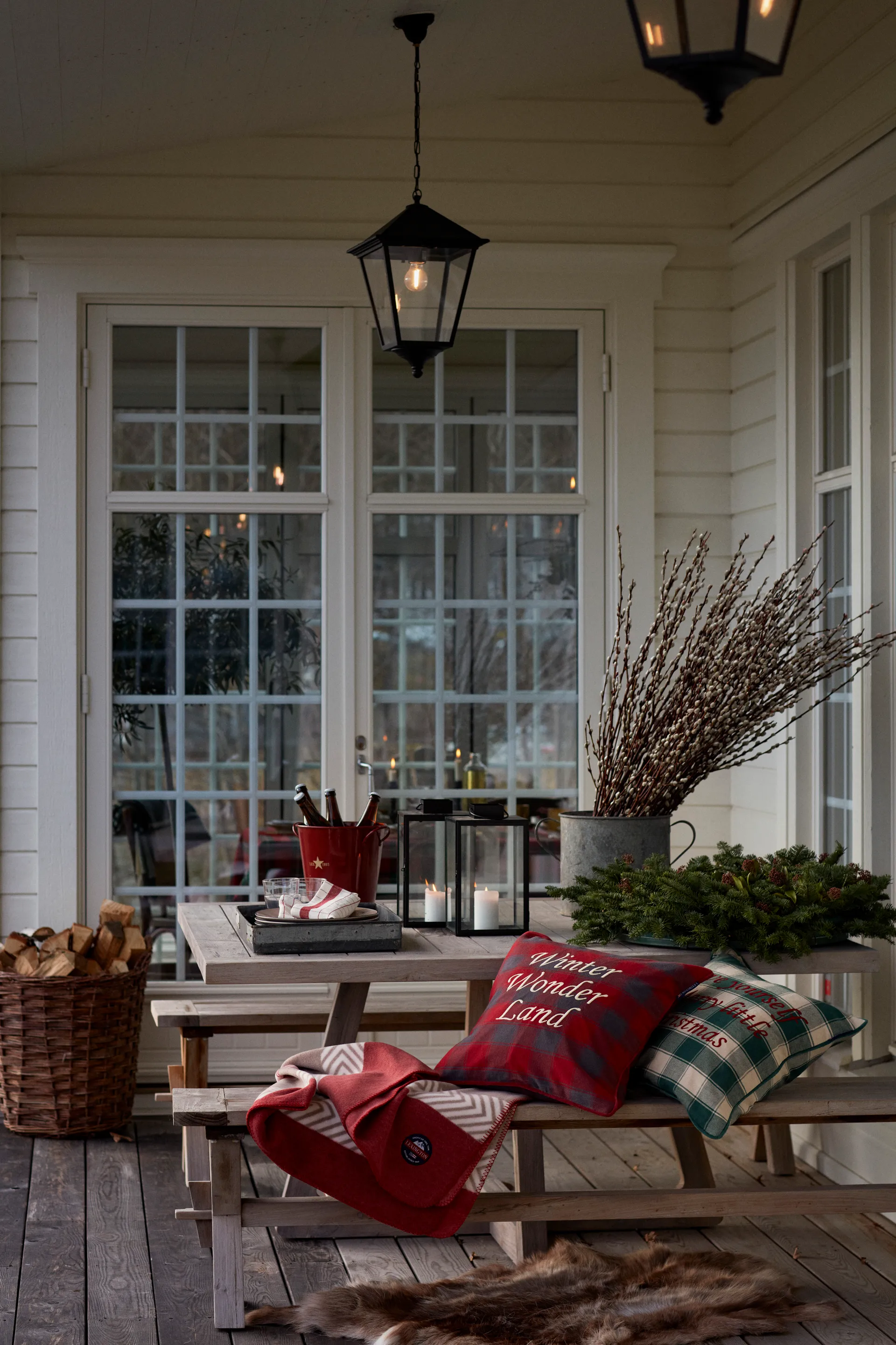 Checked Organic Cotton Flanell putetrekk 50 x 50 cm, Winter Wonder Land Lexington