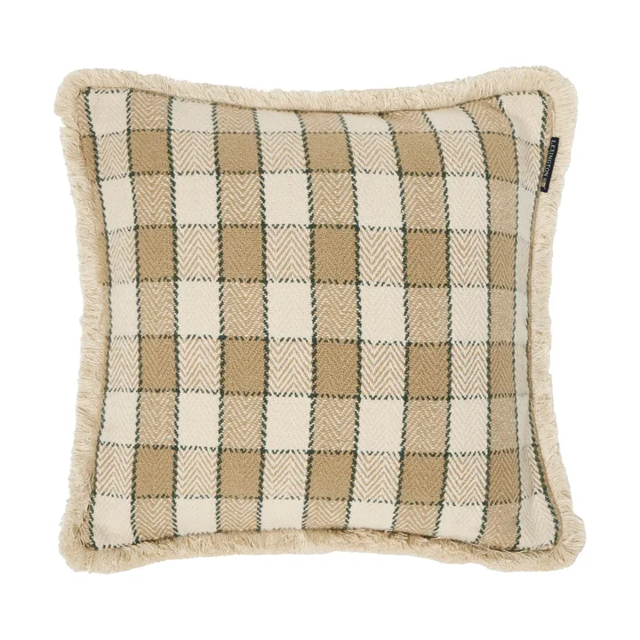 Checked organic cotton fringe putetrekk - Beige-light beige-green - Lexington