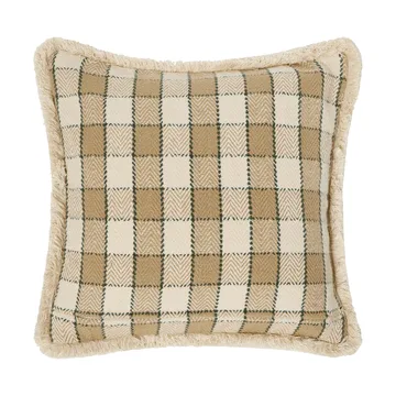 Checked organic cotton fringe putetrekk - Beige-light beige-green - Lexington