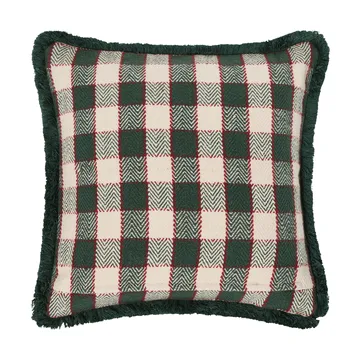 Checked organic cotton fringe putetrekk - Green-light beige-red - Lexington