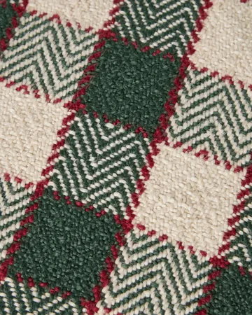 Checked organic cotton fringe putetrekk - Green-light beige-red - Lexington