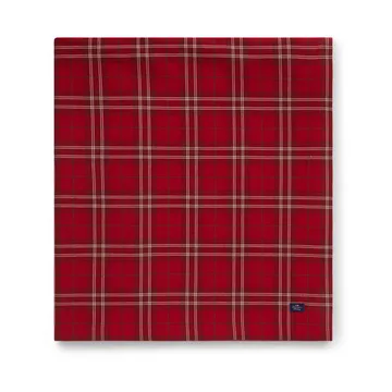 Checked Organic Cotton Oxford duk 150 x 350 cm - Red-beige-green - Lexington
