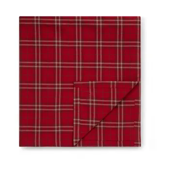 Checked Organic Cotton Oxford duk 150 x 350 cm - Red-beige-green - Lexington