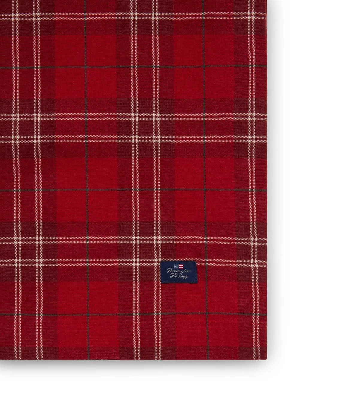 Checked Organic Cotton Oxford duk 150 x 350 cm, Red-beige-green Lexington