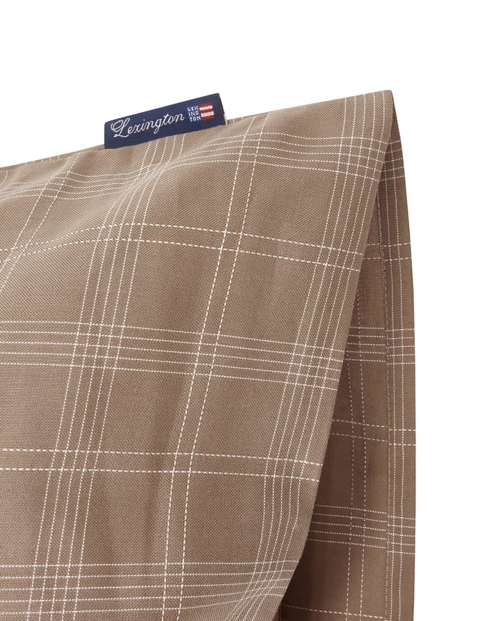 Checked Pin Point Oxford putetrekk 65x65 cm, Brown Lexington