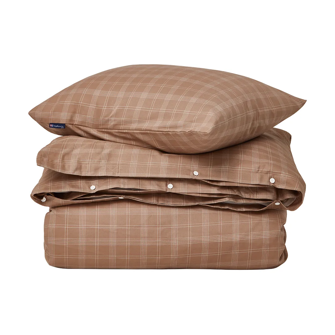 Checked Pin Point Oxford sengesett 220x220 cm, Brown Lexington
