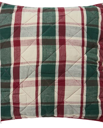 Checked quiltad lin/bomull putetrekk 50x50 cm - Green-red-beige - Lexington