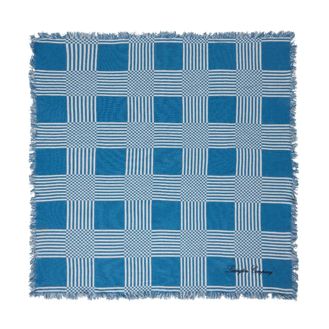 Checked Recycled Cotton piknikkteppe 150x150 cm, Blue Lexington