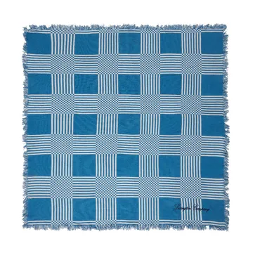 Checked Recycled Cotton piknikkteppe 150x150 cm - Blue - Lexington