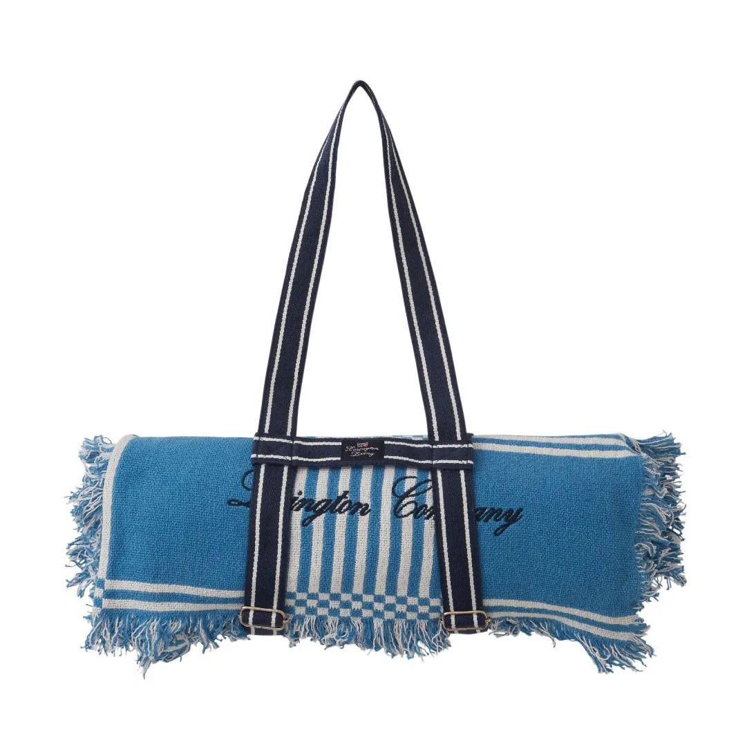 Checked Recycled Cotton piknikkteppe 150x150 cm, Blue Lexington