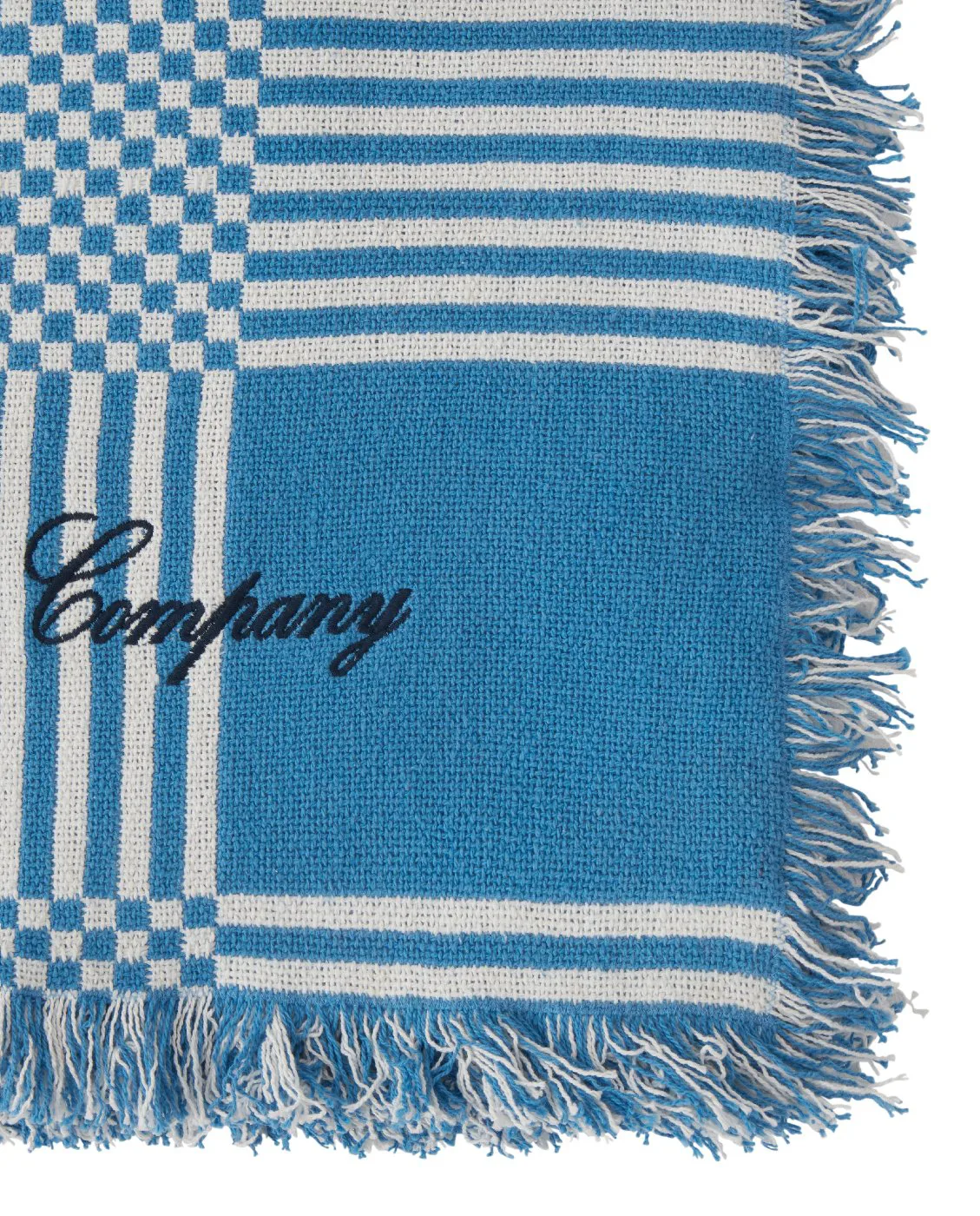 Checked Recycled Cotton piknikkteppe 150x150 cm, Blue Lexington