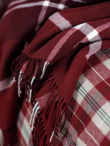 Checked Recycled pledd 130x170 cm - Rød-hvit - Lexington