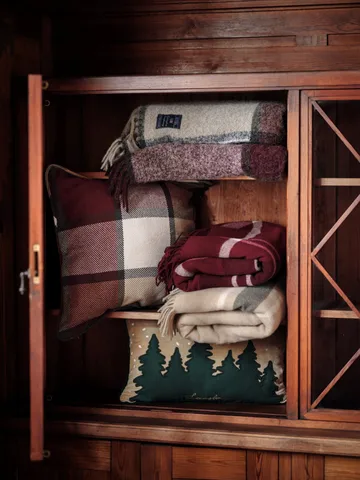 Checked Recycled pledd 130x170 cm - Rød-hvit - Lexington