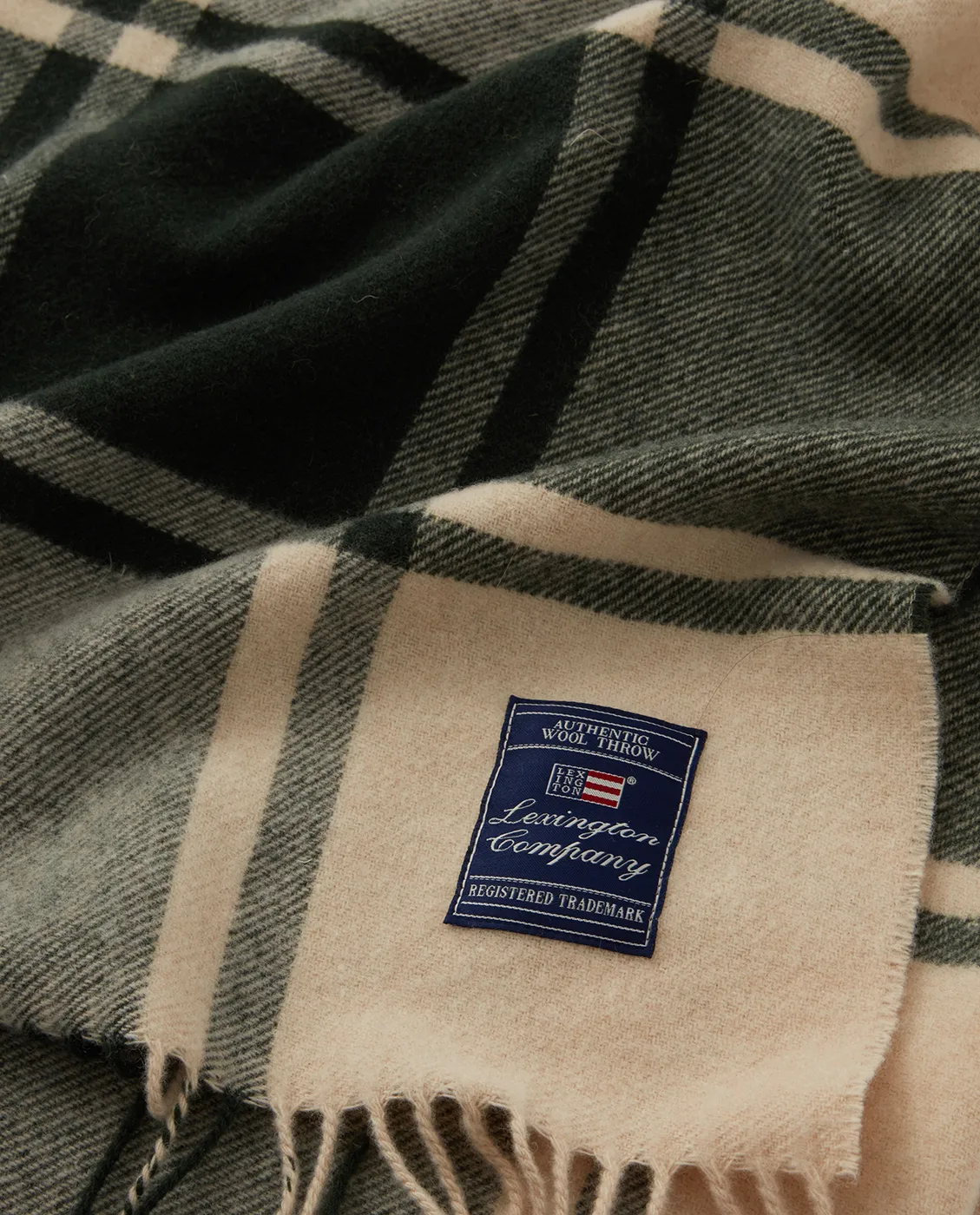 Checked Recycled ullpledd 130 x 170 cm, Green-beige Lexington