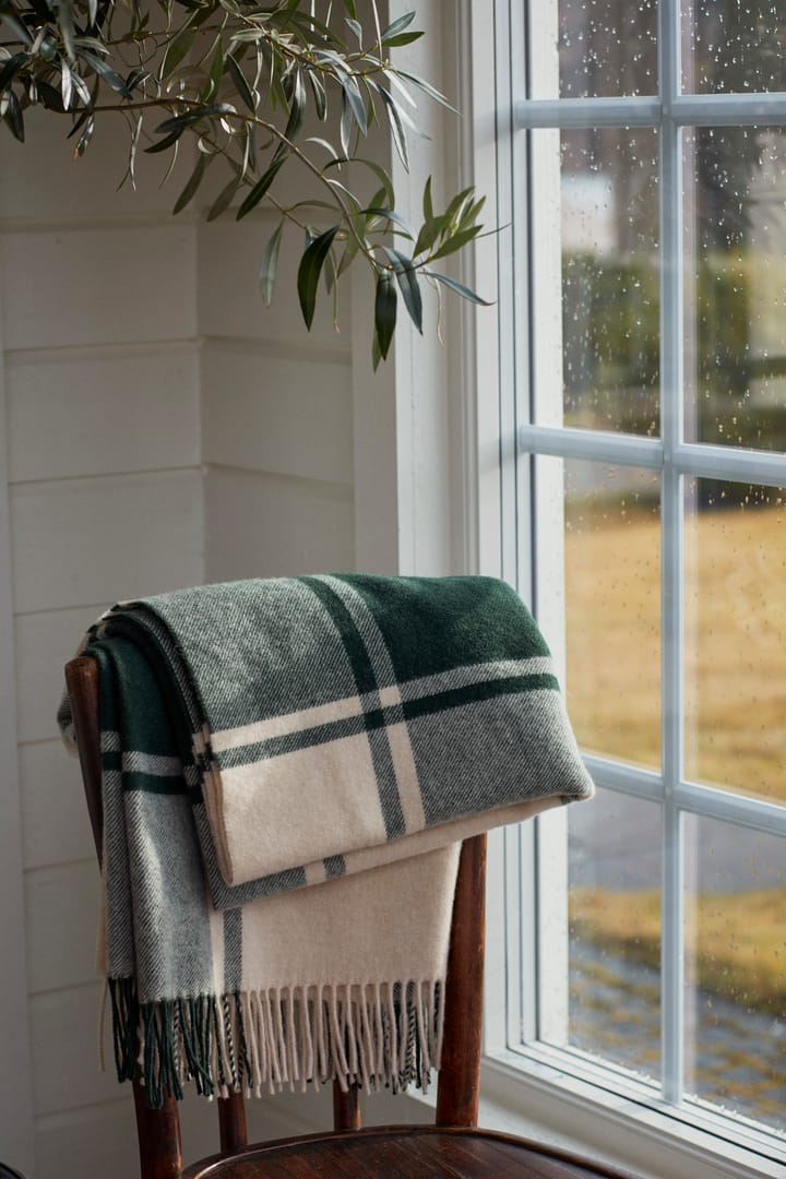 Checked Recycled ullpledd 130 x 170 cm, Green-beige Lexington