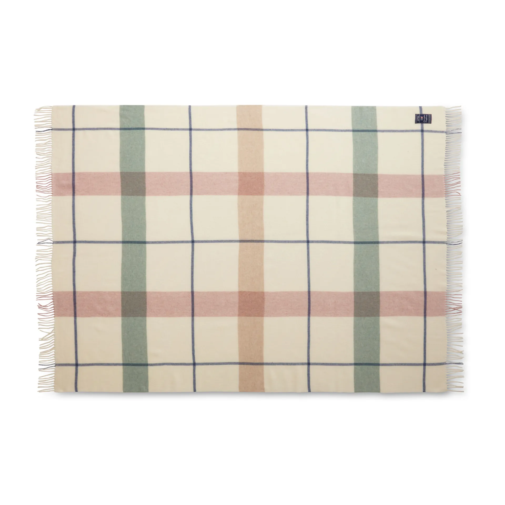 Checked Recycled ullpledd 130 x 170 cm, Offwhite-grønn-rosa Lexington