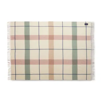 Checked Recycled ullpledd 130 x 170 cm - Offwhite-grønn-rosa - Lexington