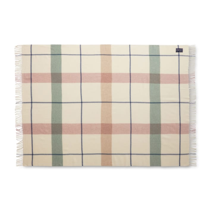 Checked Recycled ullpledd 130 x 170 cm - Offwhite-grønn-rosa - Lexington
