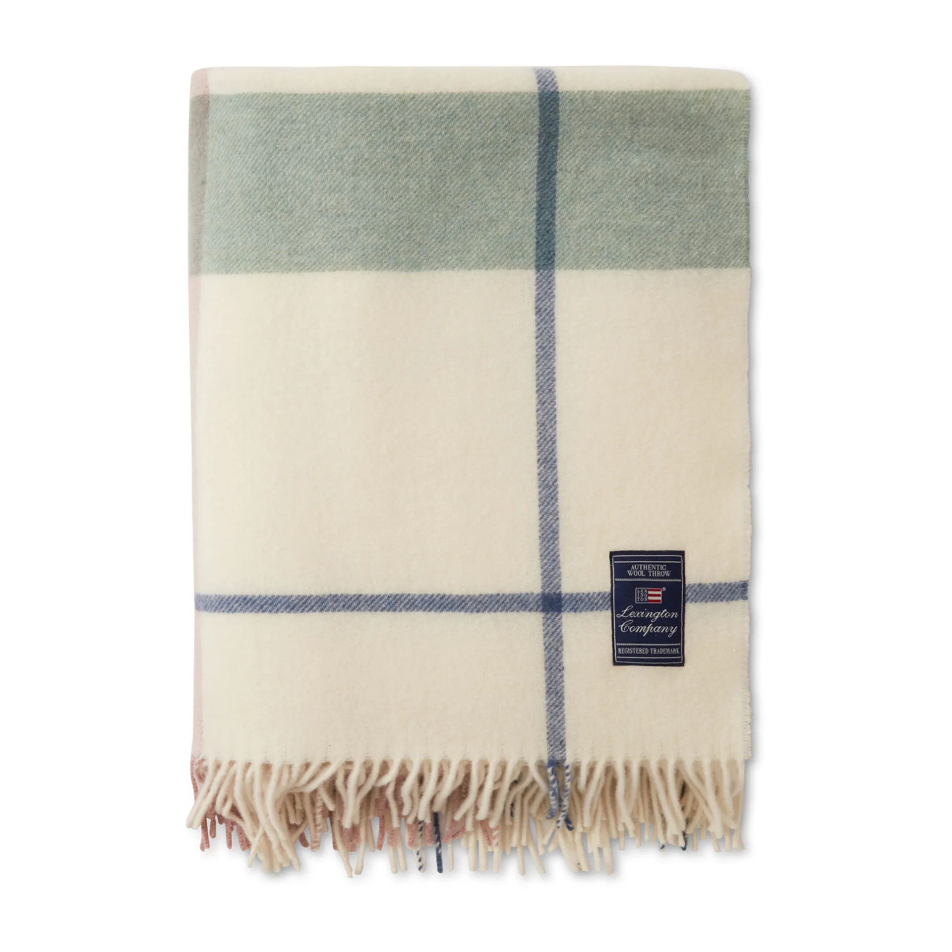 Checked Recycled ullpledd 130 x 170 cm, Offwhite-grønn-rosa Lexington