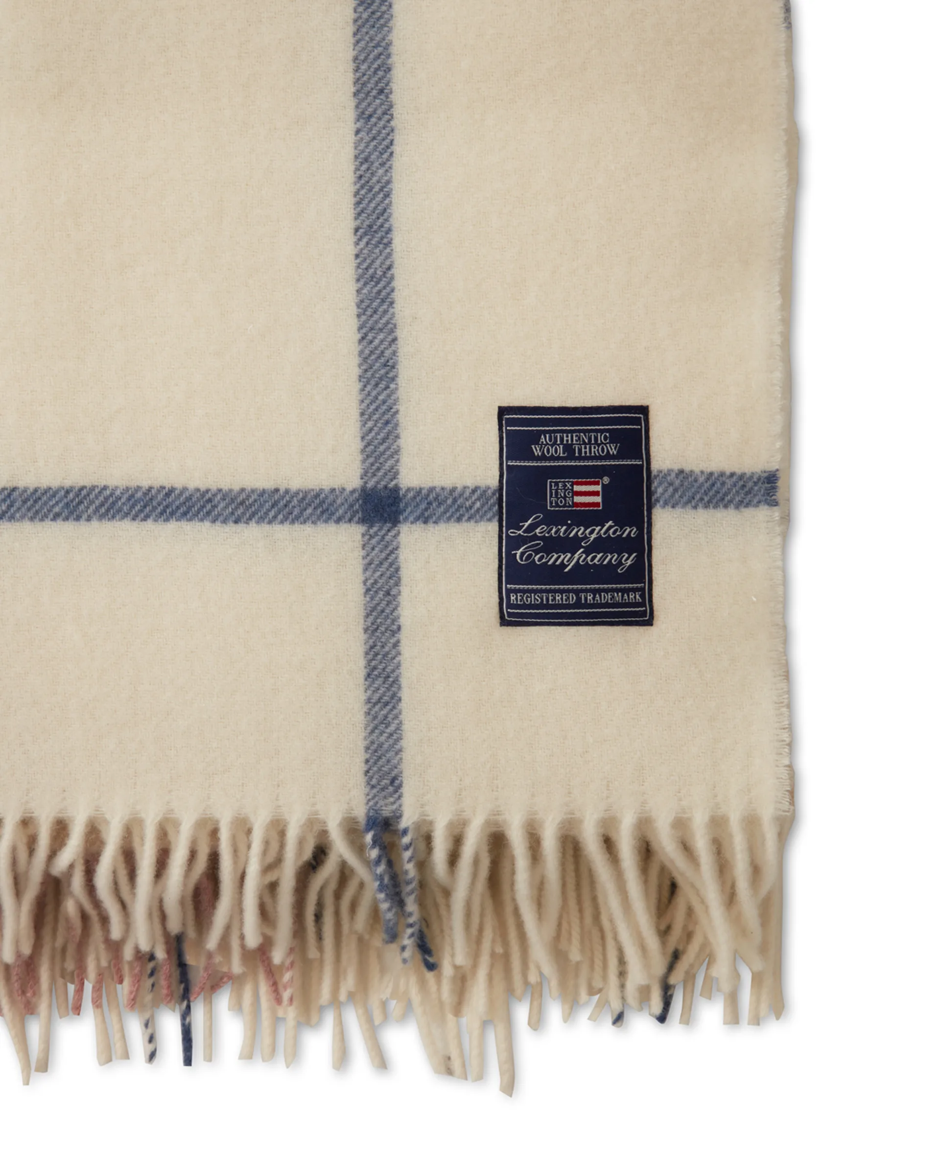 Checked Recycled ullpledd 130 x 170 cm, Offwhite-grønn-rosa Lexington