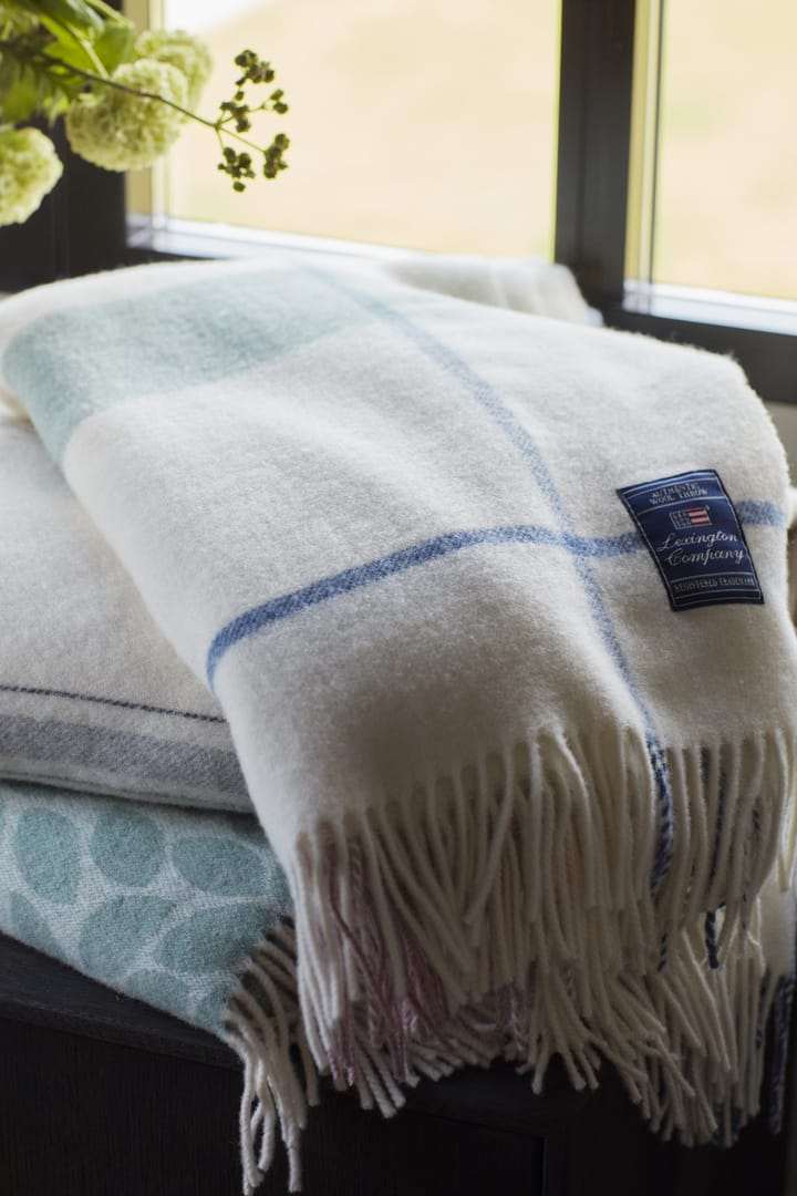 Checked Recycled ullpledd 130 x 170 cm - Offwhite-grønn-rosa - Lexington