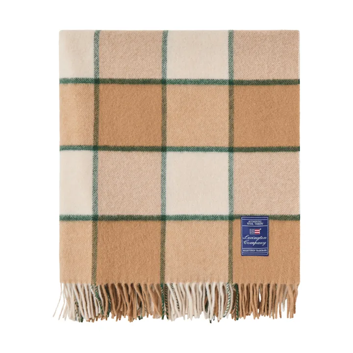 Checked Recycled Wool pledd 130 x 170 cm - Beige-Light beige-green - Lexington