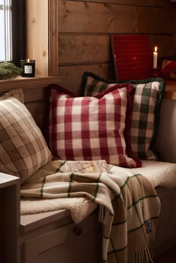 Checked Recycled Wool pledd 130 x 170 cm - Beige-Light beige-green - Lexington