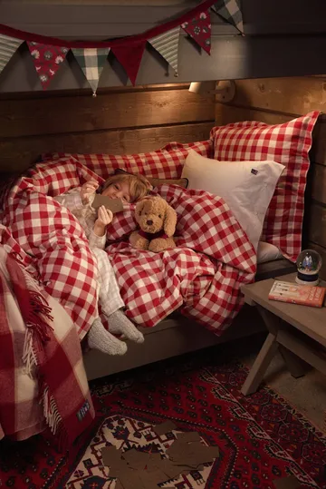 Checked Recycled Wool pledd 130 x 170 cm - Red-Light beige-beige - Lexington