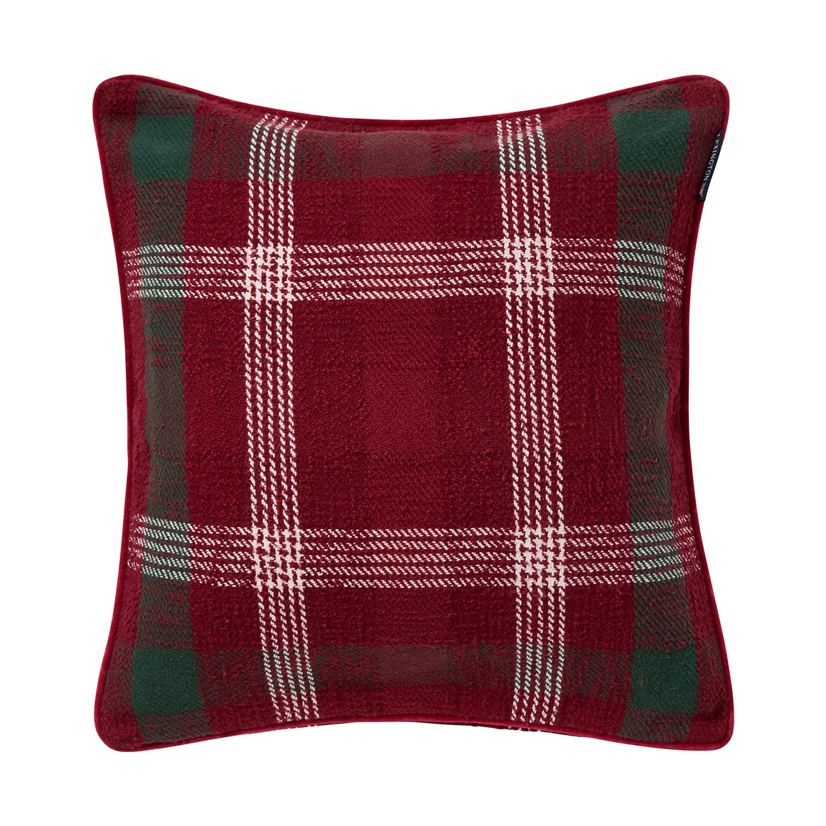 Checked resirkulert bomull putetrekk 50x50 cm, Red-green-white Lexington