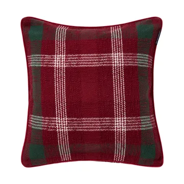 Checked resirkulert bomull putetrekk 50x50 cm - Red-green-white - Lexington